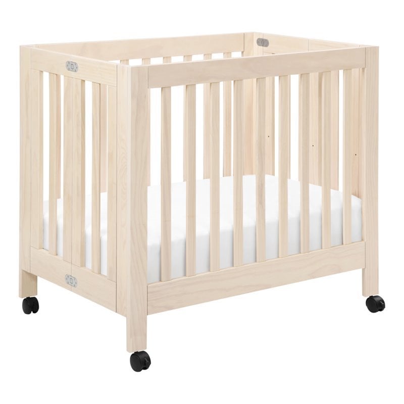 mini crib natural wood