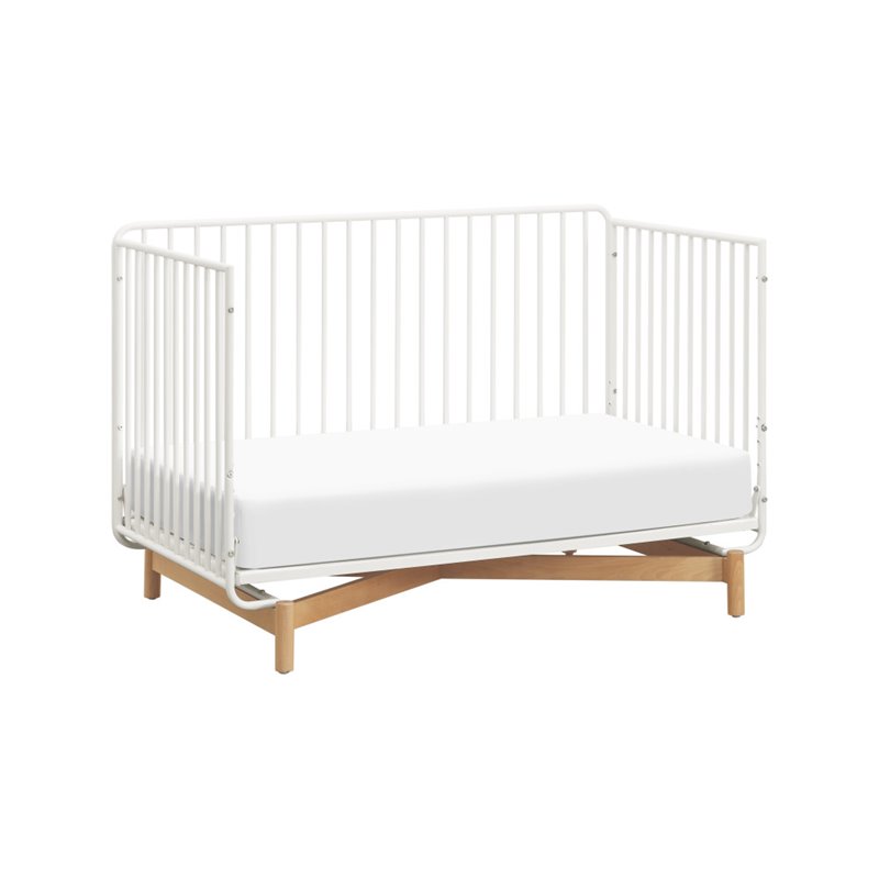 white metal crib