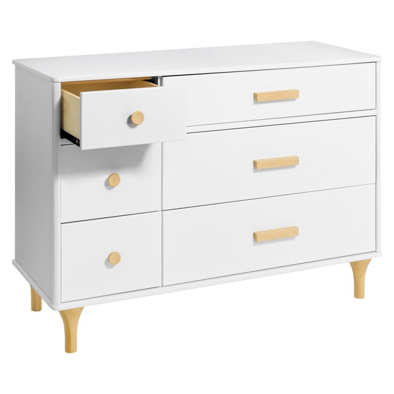 Babyletto Lolly 6 Drawer Double Dresser in White and Natural