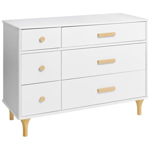 Babyletto Lolly 6 Drawer Double Dresser in White and Natural