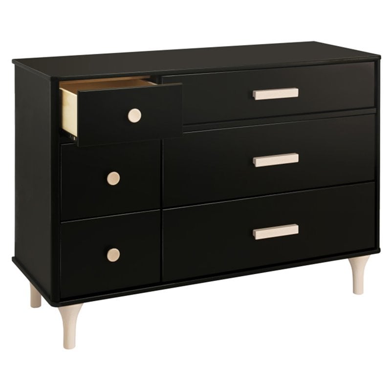 Babyletto Lolly 6 Drawer Double Dresser in Black and Natural