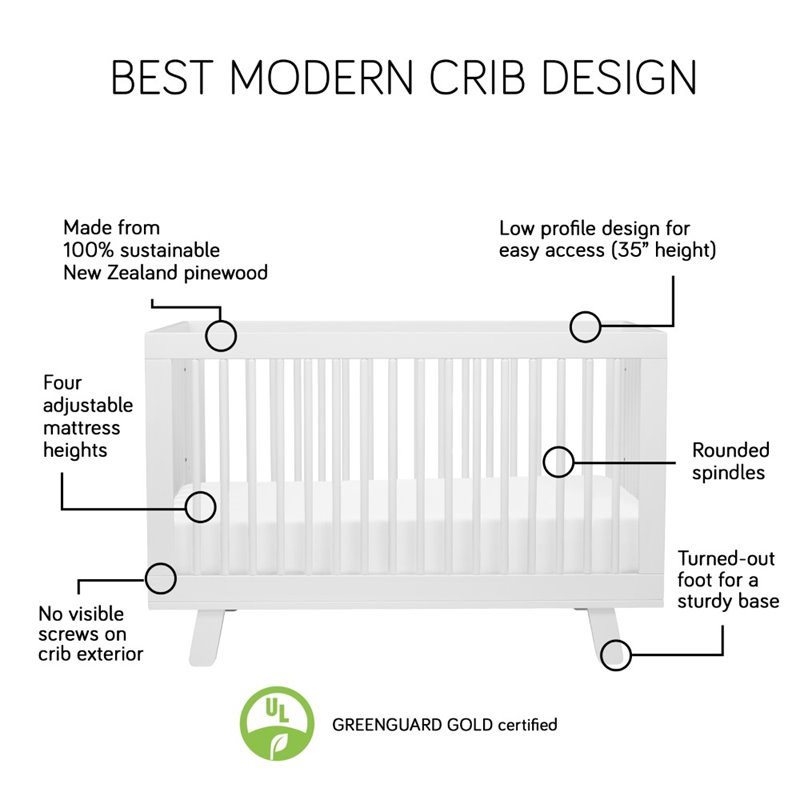 Hudson 3-in-1 Convertible Crib with Toddler Bed Conversion Kit - Black