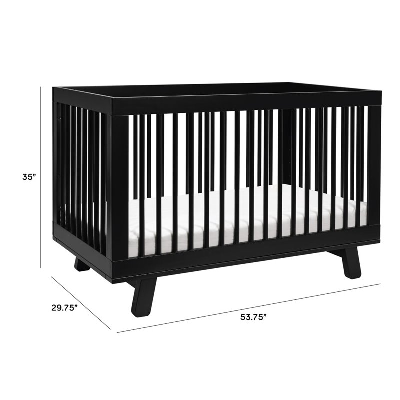 Hudson 3 in 1 Convertible Crib with Toddler Bed Conversion Kit Black Homesquare