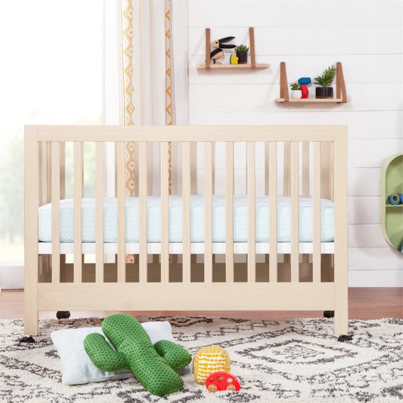 Babyletto Maki Full Portable Crib with Toddler Bed Conversion Kit in Natural