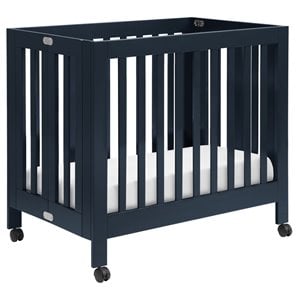Babyletto Origami Portable Folding Mini Crib with Casters in Navy