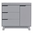 Babyletto Hudson 3-Drawers Pine Wood Dresser w/Removable Changing Tray in Gray