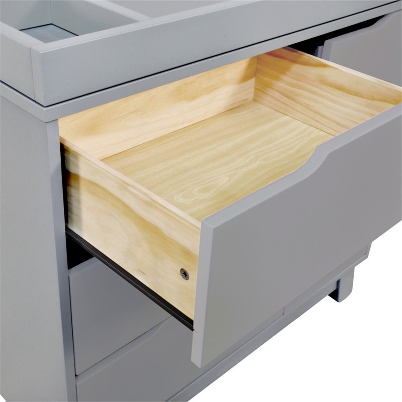 Babyletto Hudson 3-Drawers Pine Wood Dresser w/Removable Changing Tray in Gray