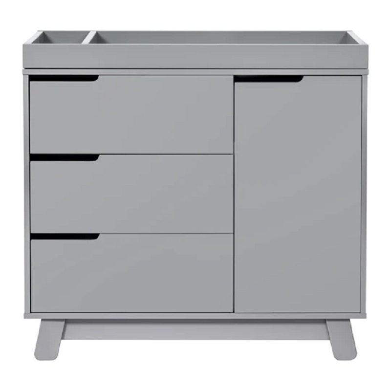Babyletto Hudson 3-Drawers Pine Wood Dresser w/Removable Changing Tray in Gray