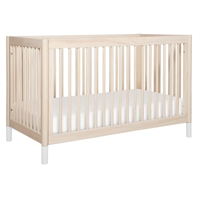 4-in-1 Convertible Baby Crib with Dresser with Changing Tray Set in Natural
