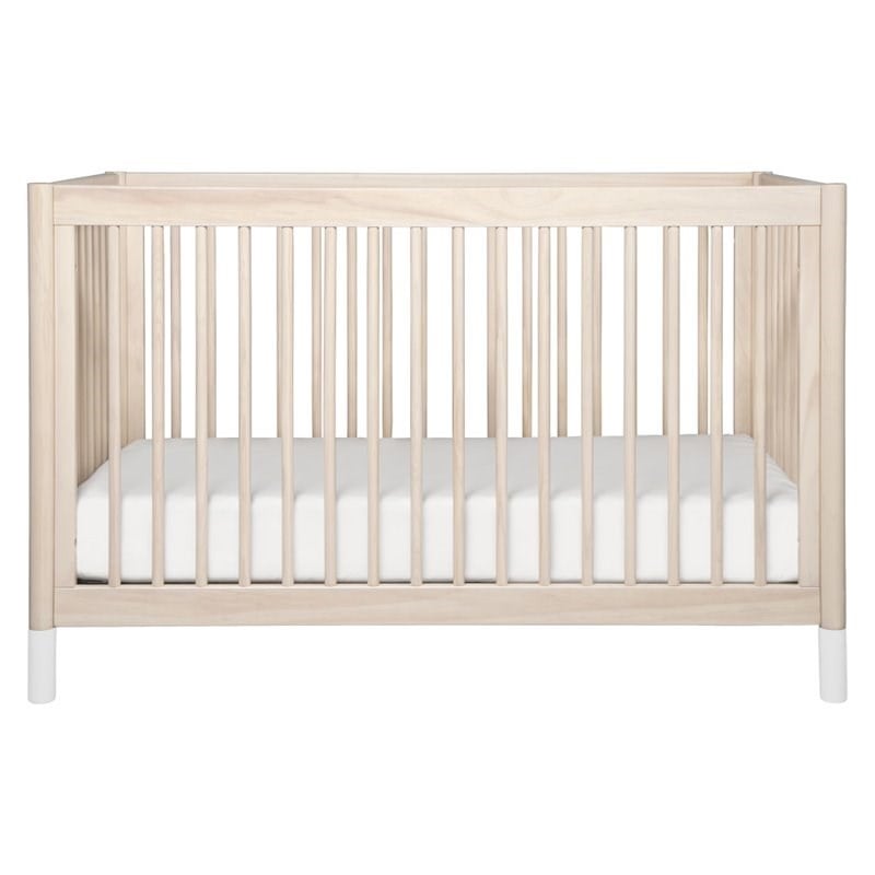 4-in-1 Convertible Baby Crib with Dresser with Changing Tray Set in Natural