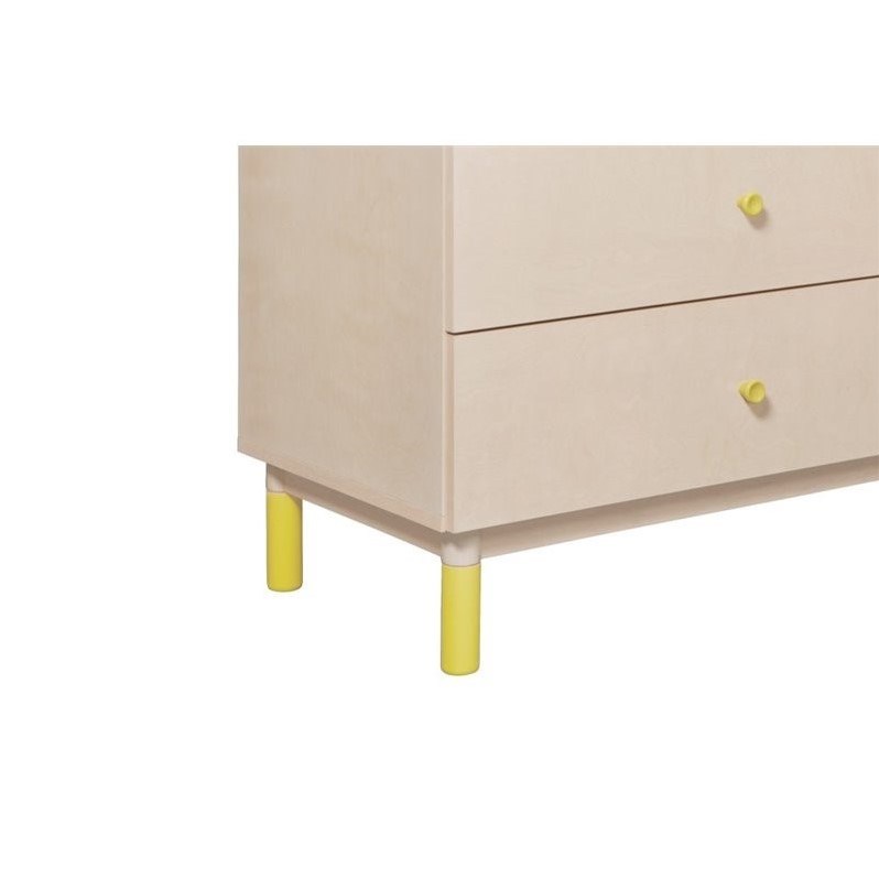 4-in-1 Convertible Baby Crib with Dresser with Changing Tray Set in Natural