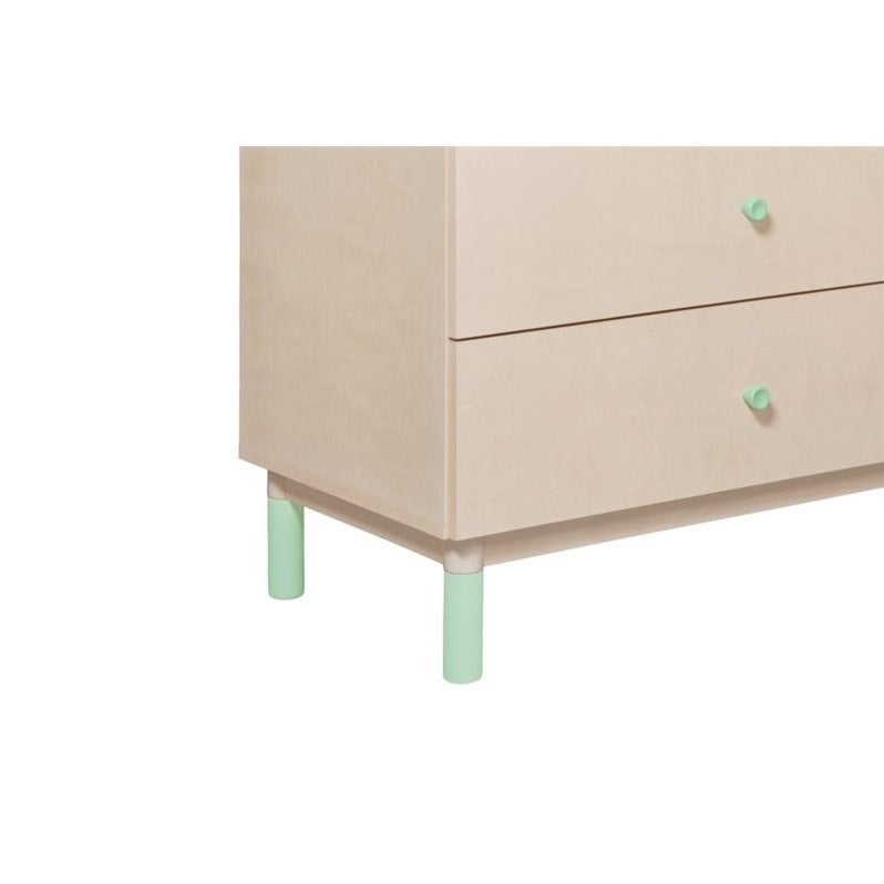 4-in-1 Convertible Baby Crib with Dresser with Changing Tray Set in Natural