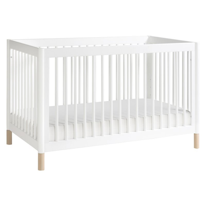 4-in-1 Convertible Baby Crib with Dresser with Changing Tray Set in White