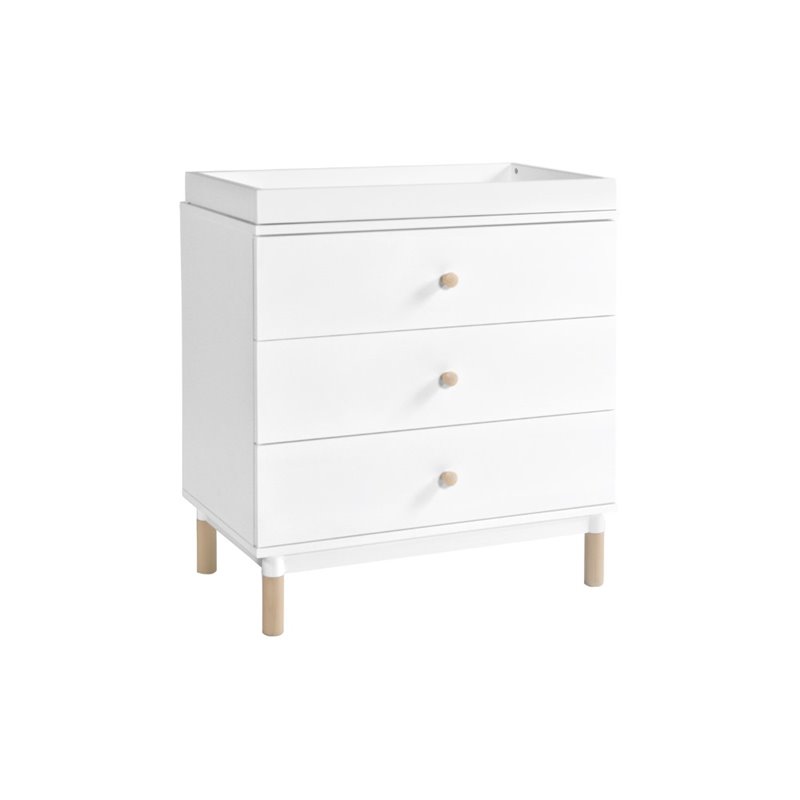 4-in-1 Convertible Baby Crib with Dresser with Changing Tray Set in White