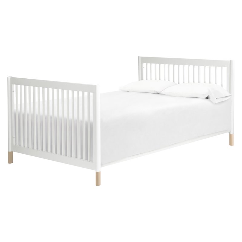 4-in-1 Convertible Baby Crib with Dresser with Changing Tray Set in White