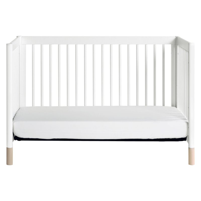 4-in-1 Convertible Baby Crib with Dresser with Changing Tray Set in White