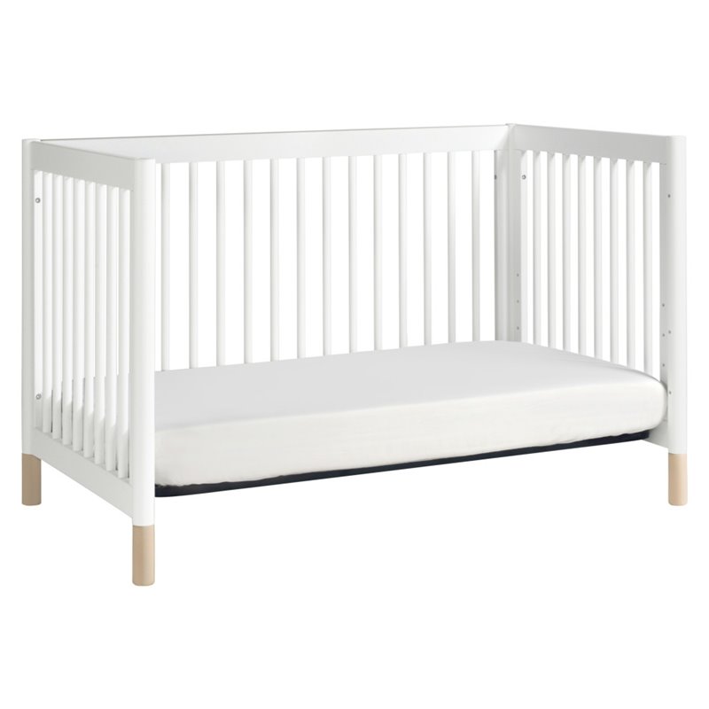 4-in-1 Convertible Baby Crib with Dresser with Changing Tray Set in White