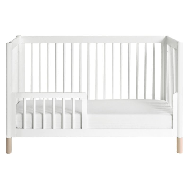 4-in-1 Convertible Baby Crib with Dresser with Changing Tray Set in White