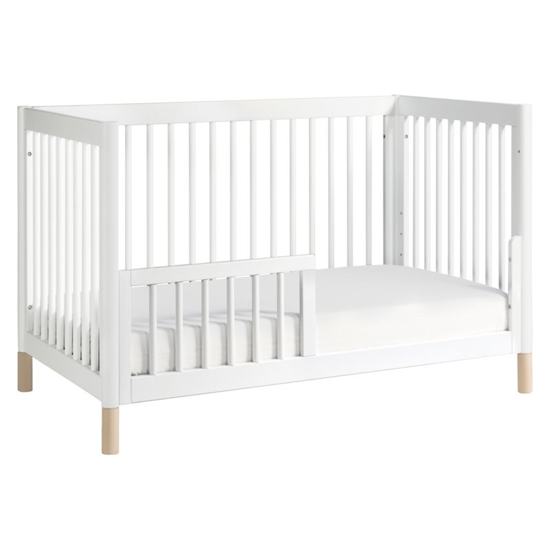 4-in-1 Convertible Baby Crib with Dresser with Changing Tray Set in White