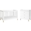 4-in-1 Convertible Baby Crib with Dresser with Changing Tray Set in White