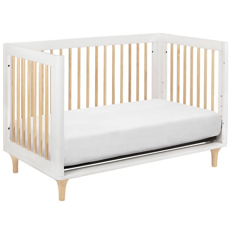 4-in-1 Convertible Baby Crib with Dresser with Changing Tray Set in Natural