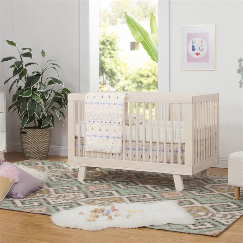 3 in 1 Convertible Crib Set with Dresser and Changing Tray in Natural Homesquare
