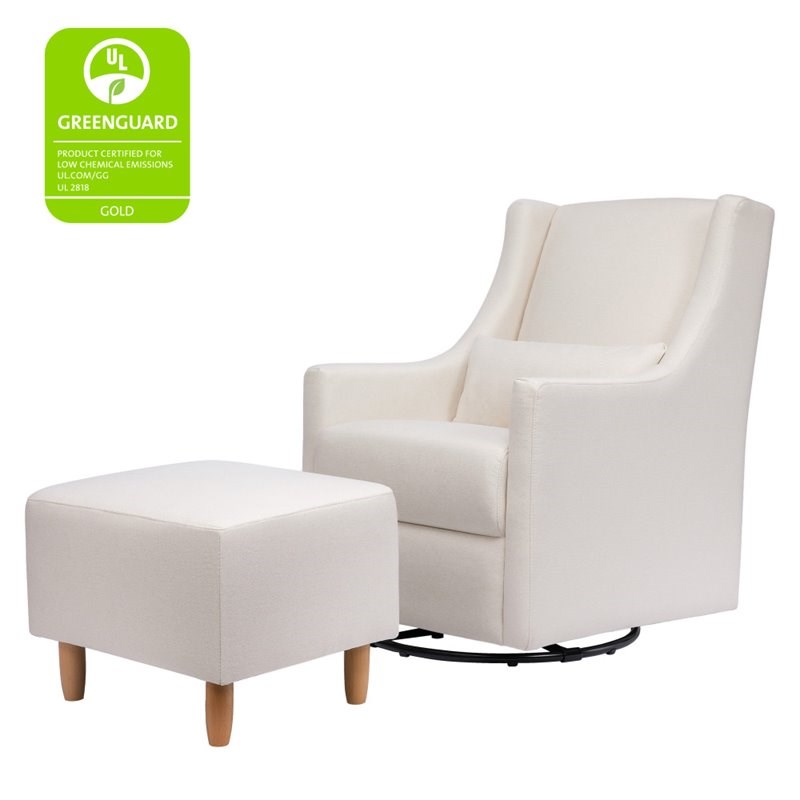 Babyletto Toco Swivel Glider and Ottoman in Performance Cream Eco-Weave