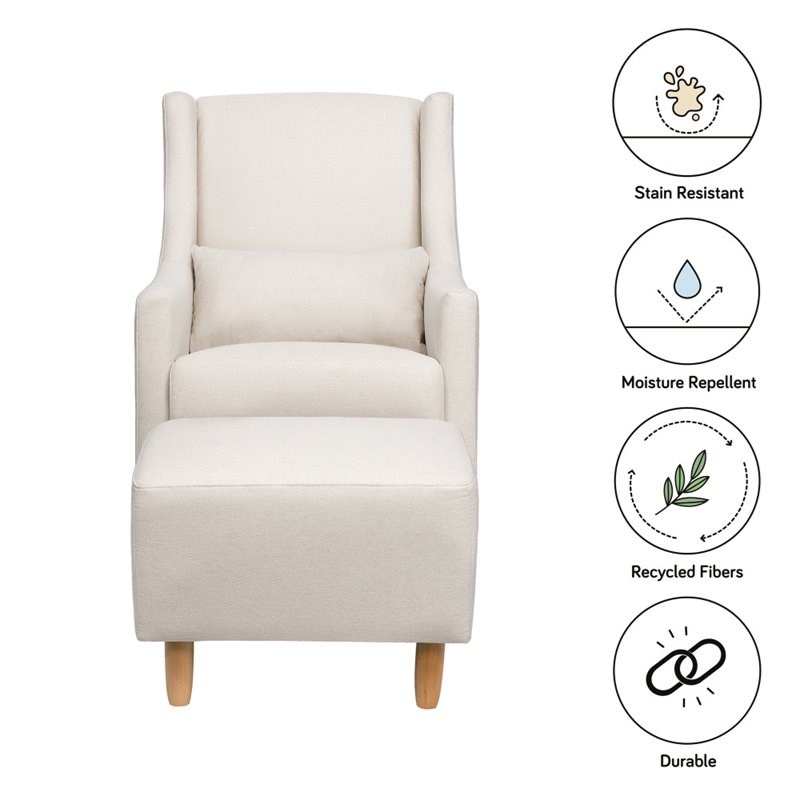 Babyletto Toco Swivel Glider and Ottoman in Performance Cream Eco-Weave