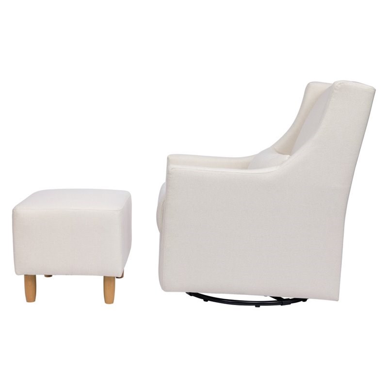 Babyletto Toco Swivel Glider and Ottoman in Performance Cream Eco-Weave