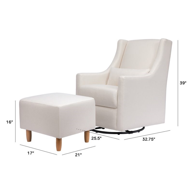 Babyletto Toco Swivel Glider and Ottoman in Performance Cream Eco-Weave