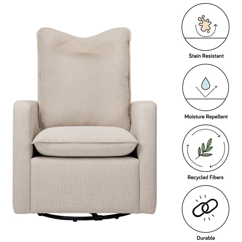 Babyletto Cali Pillowback Swivel Glider in Performance Beach Eco-Weave