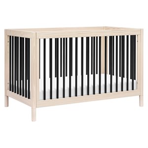 babyletto gelato wood 4 in 1 convertible crib in washed natural & black