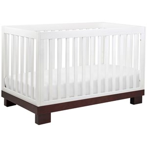 babyletto modo 3-in-1 convertible crib with toddler bed kit espresso and white