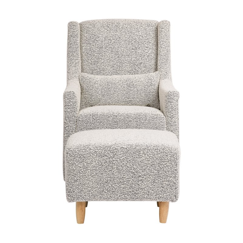 Babyletto Toco Polyester Fabric Swivel Glider and Ottoman in Black White Boucle