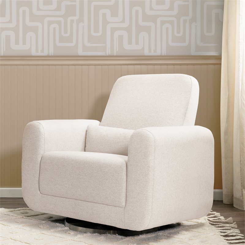 Babyletto Tuba Polyester Fabric Swivel Glider in Performance Cream Eco-Weave