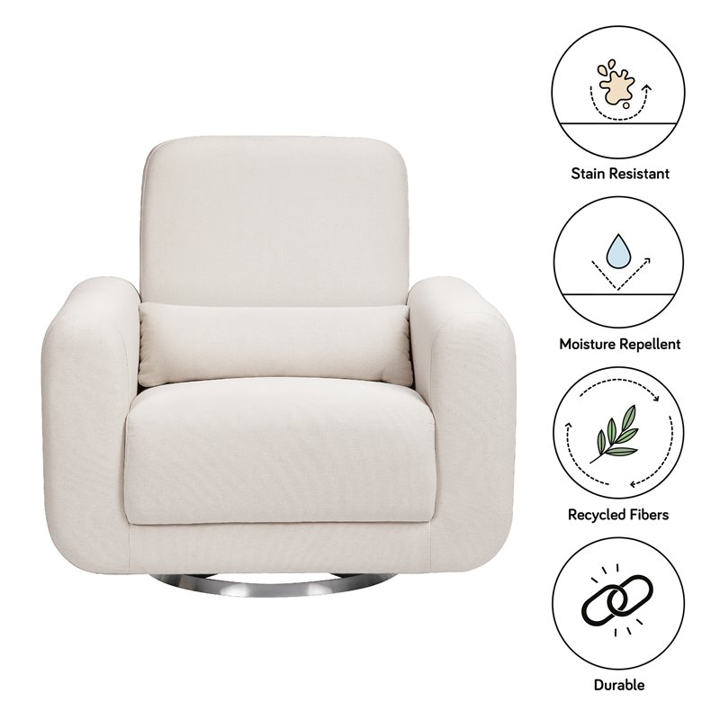 Babyletto Tuba Polyester Fabric Swivel Glider in Performance Cream Eco-Weave
