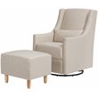 Babyletto Toco Polyester Fabric Swivel Glider and Ottoman in Performance Beach