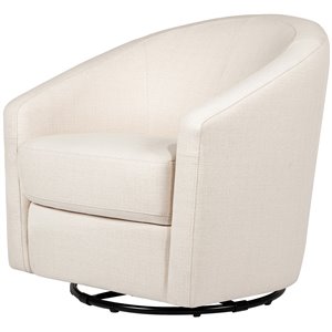 babyletto madison performance eco-twill fabric swivel glider in natural