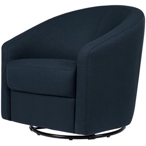 babyletto madison performance eco-twill fabric swivel glider in navy