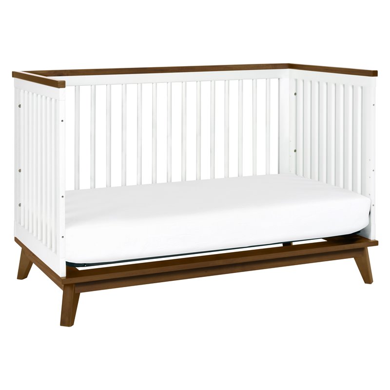 Babyletto Scoot Pine Wood 3-in-1 Convertible Crib in White/Natural
