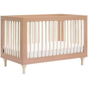 babyletto lolly pine wood 3-in-1 convertible crib in canyon and washed natural