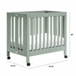Babyletto Origami Pine Wood Portable Folding Mini Crib with Casters - Light Sage