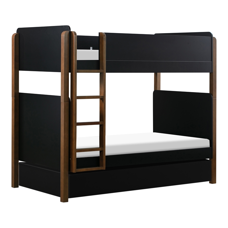 Babyletto Tiptoe Wood Twin Storage Trundle Bed in Black and Brown