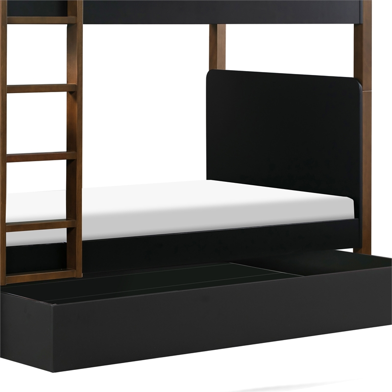 Babyletto Tiptoe Wood Twin Storage Trundle Bed in Black and Brown