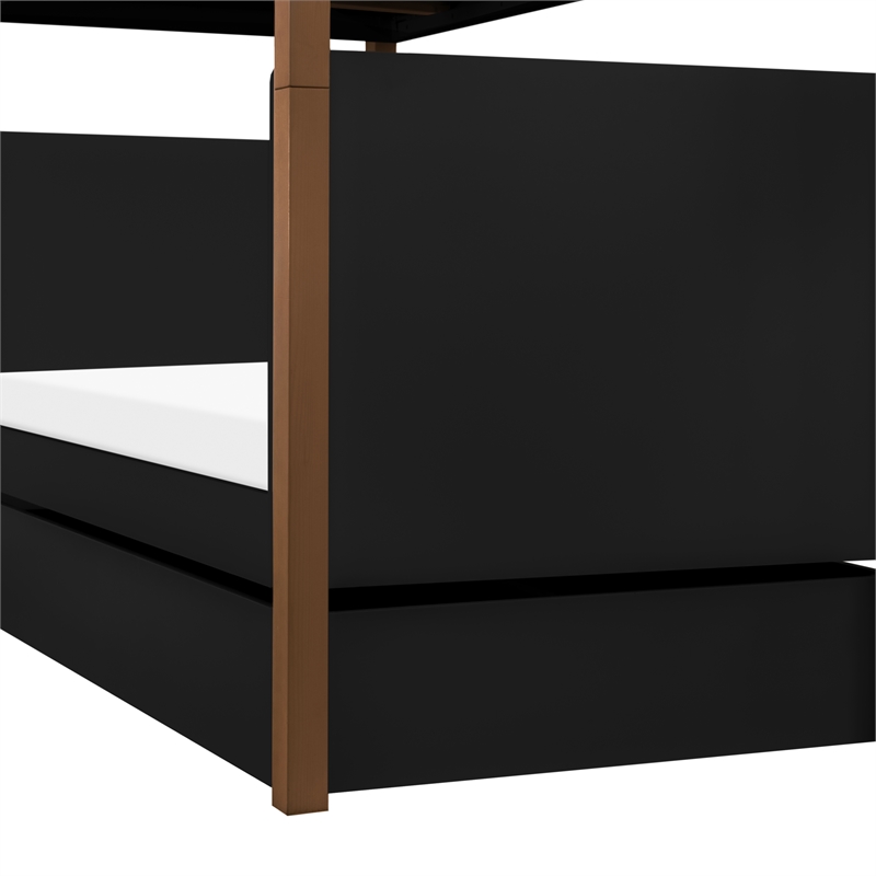 Babyletto Tiptoe Wood Twin Storage Trundle Bed in Black and Brown