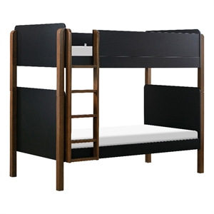 Babyletto Tiptoe Pine Wood Bunk Bed in Black and Natural Walnut