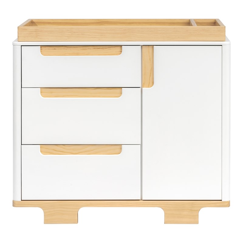 Babyletto Yuzu Modern 3-Drawer Pine Wood Changer Dresser in White/Natural