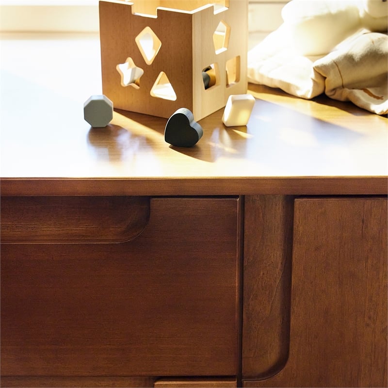Babyletto Yuzu Modern 3-Drawer Pine Wood Changer Dresser in Natural Walnut