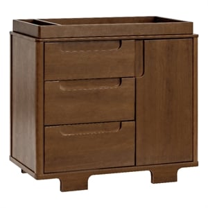 Babyletto Yuzu Modern 3-Drawer Pine Wood Changer Dresser in Natural Walnut