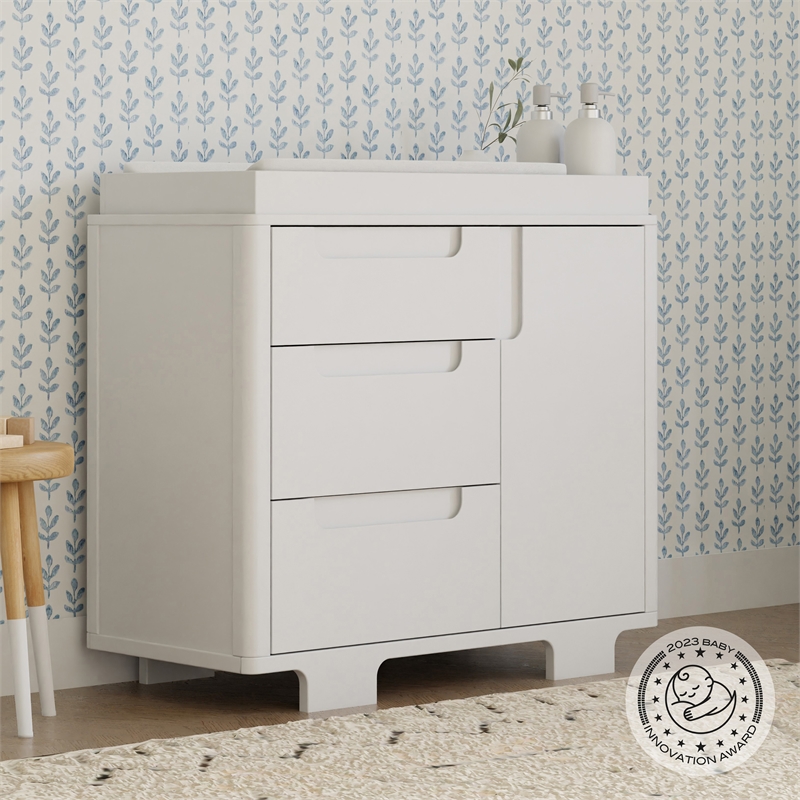 Babyletto Yuzu Modern 3-Drawer Pine Wood Changer Dresser in White